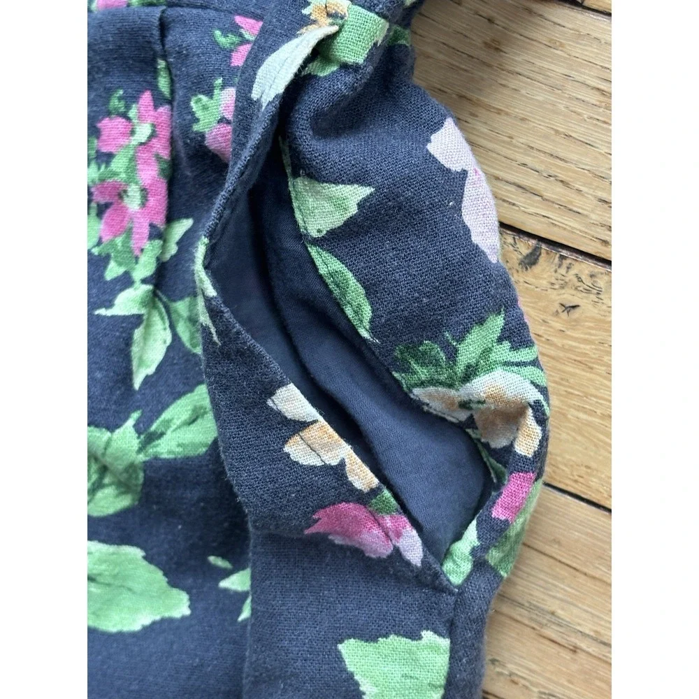 Old Navy Women's Linen Blend Blue Floral Tank Jumpsuit sz XL Romper Jumper - Picture 5 of 10
